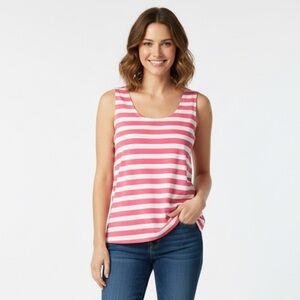 Chicos Striped Stretch Tank Size Large